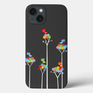 Funda Para iPhone 13 Whimsical Cute Tweet Birds Colorful Fun Tree Dots