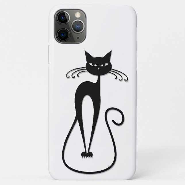 Funda De Case-Mate Para iPhone Whimsical Skinny Black Cat (Reverso)