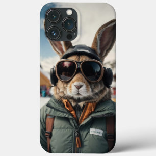 Funda Para iPhone 13 Pro Max Whimsical Snowboarding Bunny