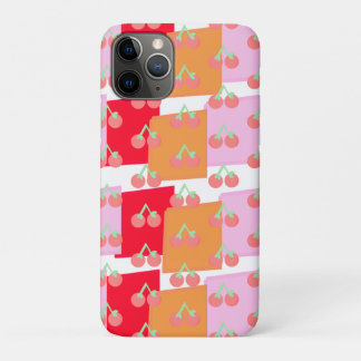 Funda Para iPhone 11 Pro Whimsical Squares Red Orange Pink Cherries