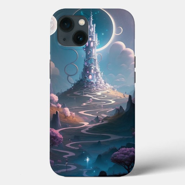 Funda De Case-Mate Para iPhone Whimsical Tower Paisaje Fantasía Arte (Reverso )