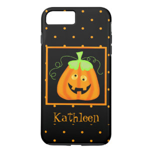 Funda Para iPhone 8 Plus/7 Plus Whimsy Halloween Calabaza Nombre negro personaliza