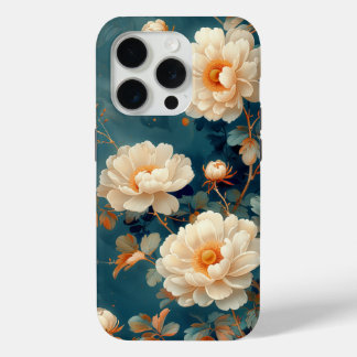 Funda Para iPhone 15 Pro White Camellia Floral Design