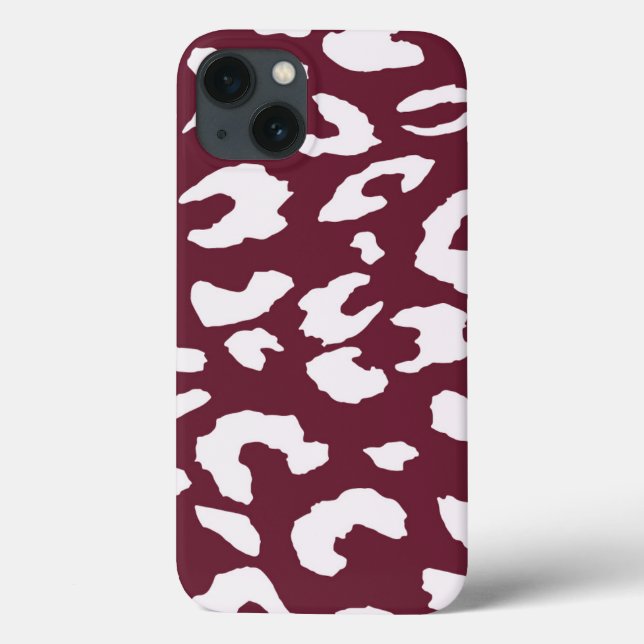 FUNDA DE Case-Mate PARA iPhone WHITE CHEETAH PRINT PHONE CASE - BURGUNDY BACKGROU (Reverso)