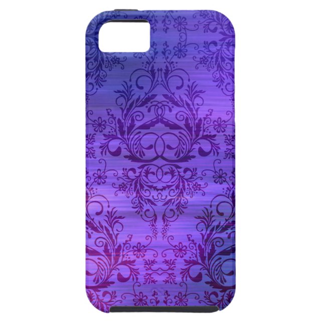 Funda De Case-Mate Para iPhone Wildflowers del damasco, oceánicos en púrpura y (Atrás)