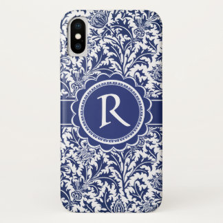 Funda Para iPhone X William Morris azul y blanco elegante floral