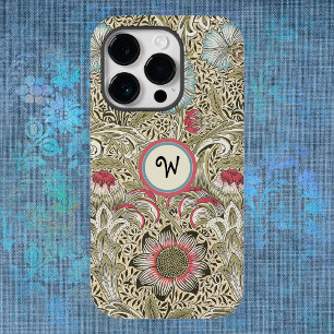 Funda Para iPhone 14 Pro De Case-Mate William Morris Corncockle Cream Rosa con inicial