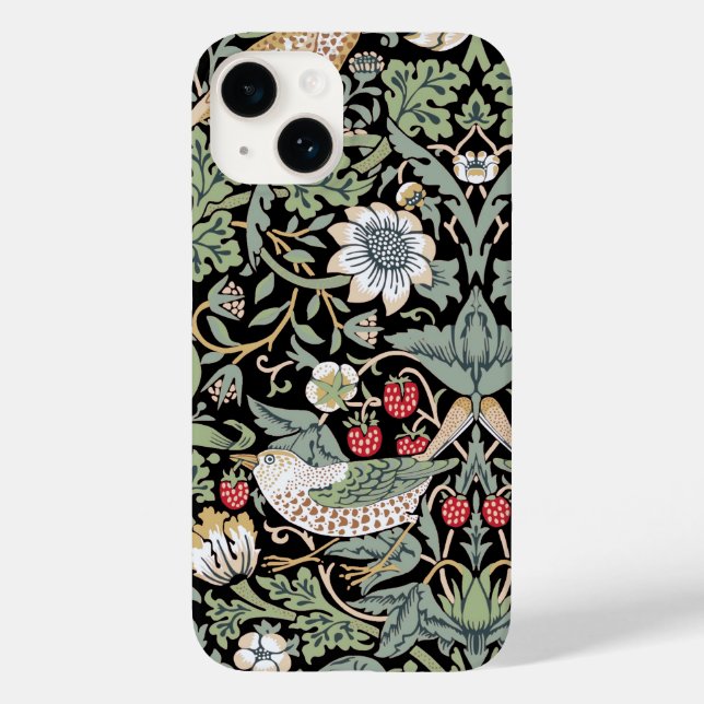 Funda De Case-Mate Para iPhone William Morris Strawberry Thief I Aves Negras (Reverso )