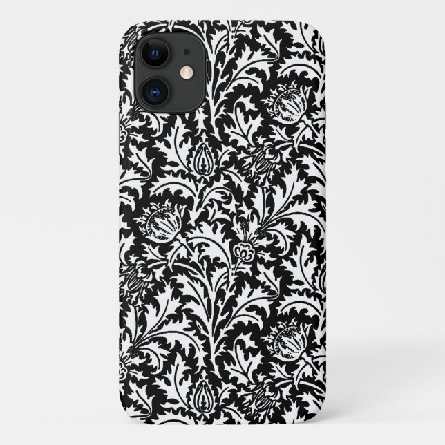 Funda De Case-Mate Para iPhone William Morris Thistle Damask, negro y blanco (Reverso)