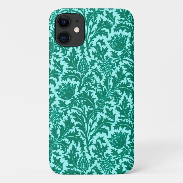 Funda De Case-Mate Para iPhone William Morris Thistle Damask, Turquesa y Aqua (Reverso)
