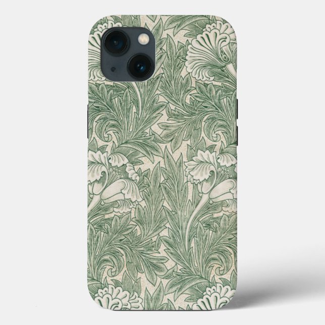 Funda De Case-Mate Para iPhone William Morris Verde Salvia Estampado de Tulipán:  (Reverso )
