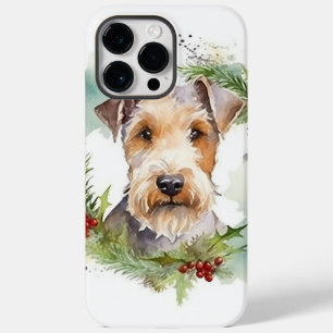 Funda Para iPhone 14 Pro Max De Case-Mate Wirefox Terrier Navidades Wreath Festive Pup
