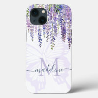 Wisteria Romántica Mariposa Monograma Nombre de gu