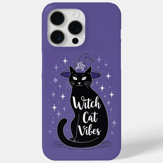 Funda De Case-Mate Para iPhone Witch Cat Vibes Purple (Reverso )