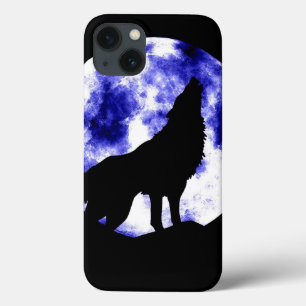 Funda Para iPhone 13 Wolf Howling en la Luna