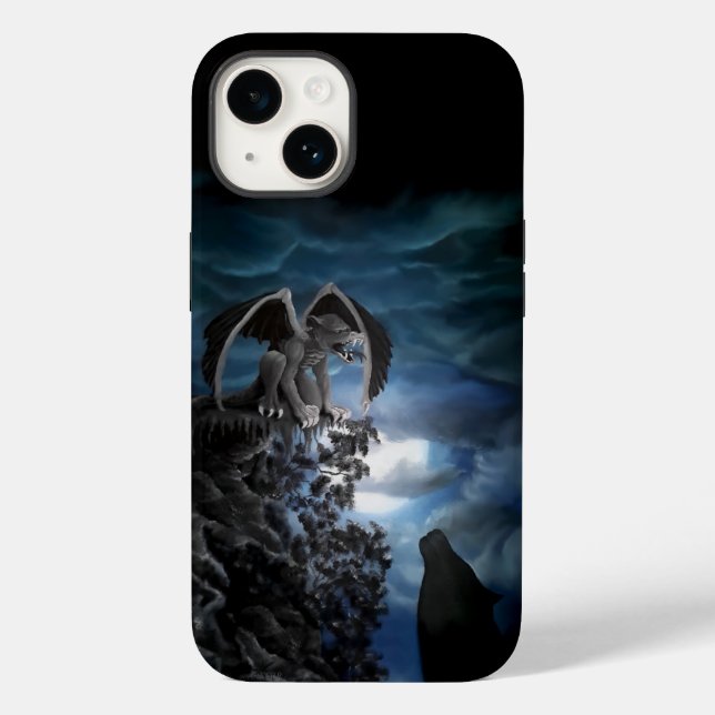 Funda De Case-Mate Para iPhone Wolf Moon - Wolf con Golem (Reverso )