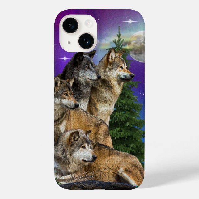 Funda De Case-Mate Para iPhone Wolf y Moon (Reverso )