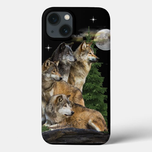 Funda De Case-Mate Para iPhone Wolf y Moon (Reverso)