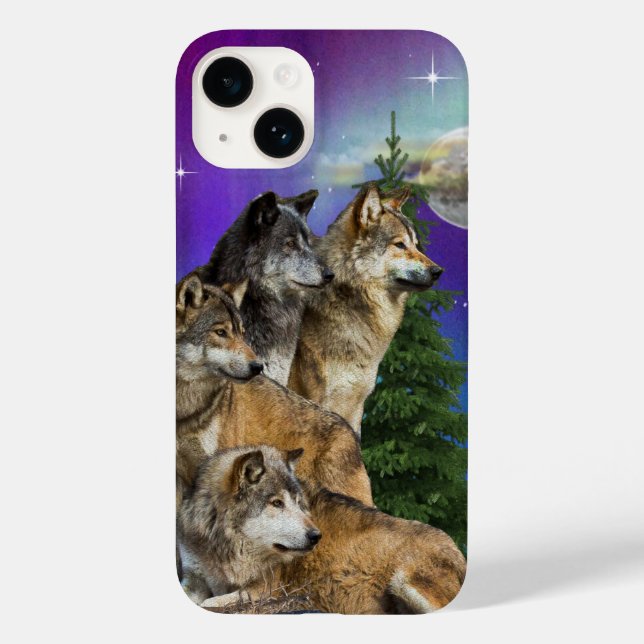 Funda De Case-Mate Para iPhone Wolf y Moon (Reverso )