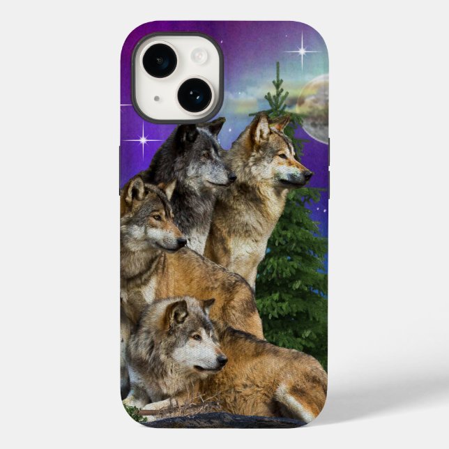 Funda De Case-Mate Para iPhone Wolf y Moon (Reverso )