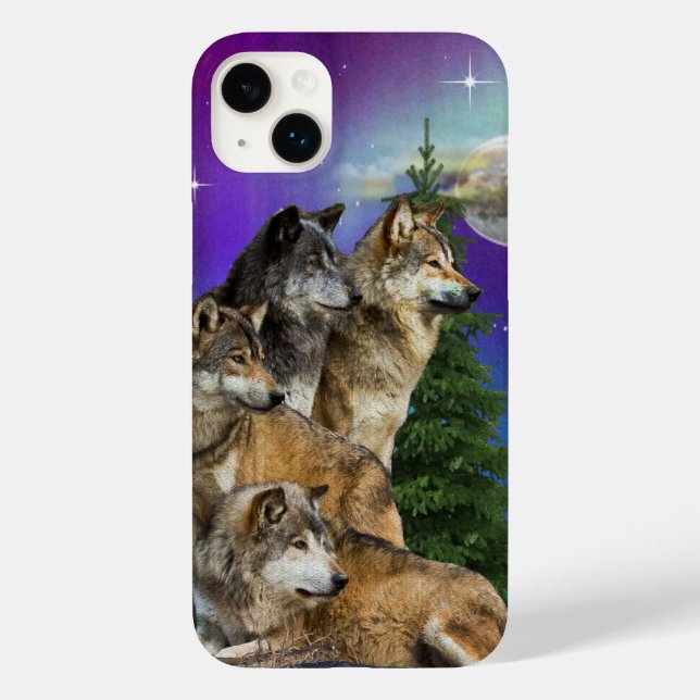 Funda De Case-Mate Para iPhone Wolf y Moon (Reverso )