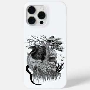 Funda Para iPhone 15 Pro Max Wolf y Raven con el cráneo