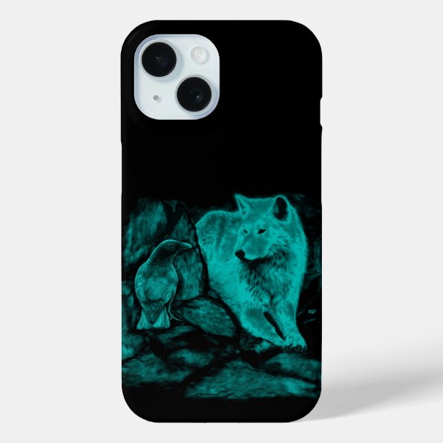 Funda De Case-Mate Para iPhone Wolf y Raven en la noche (Reverso )