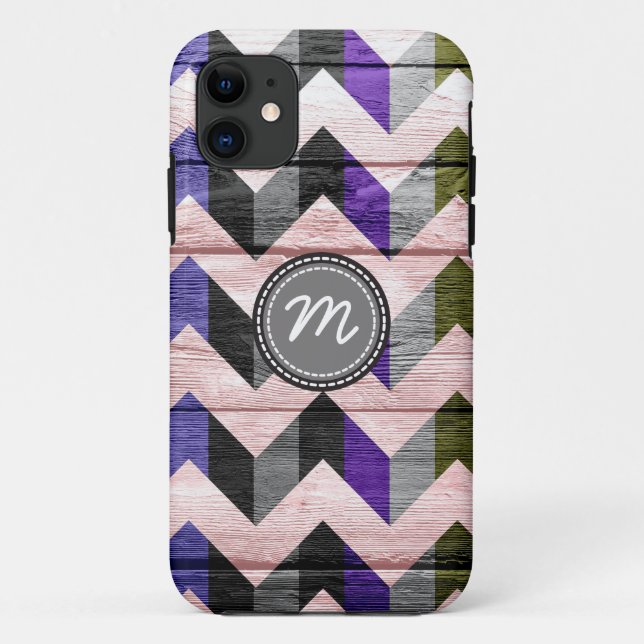 Funda De Case-Mate Para iPhone Wood aztec chevron zigzag patrón #2 (Reverso)