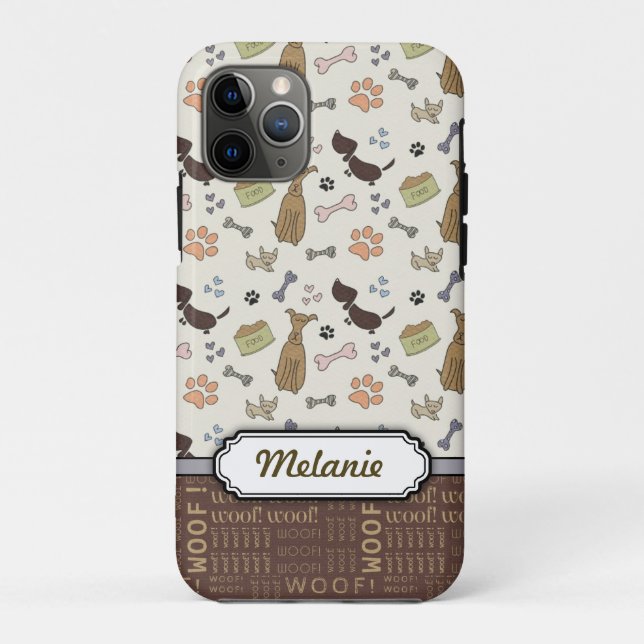 Funda De Case-Mate Para iPhone ¡WOOF! Perro Lover - Patrón de cachorros personali (Reverso)