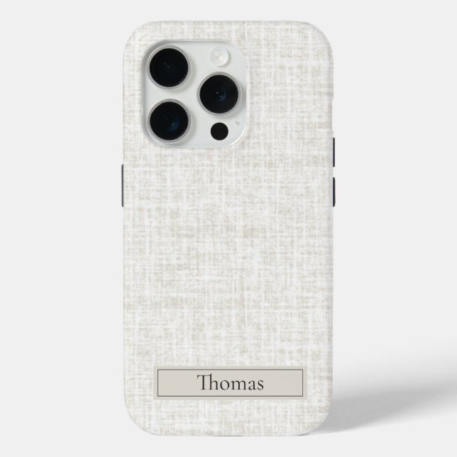 Funda De Case-Mate Para iPhone Woven Linen in Natural Brown with Name (Reverso )