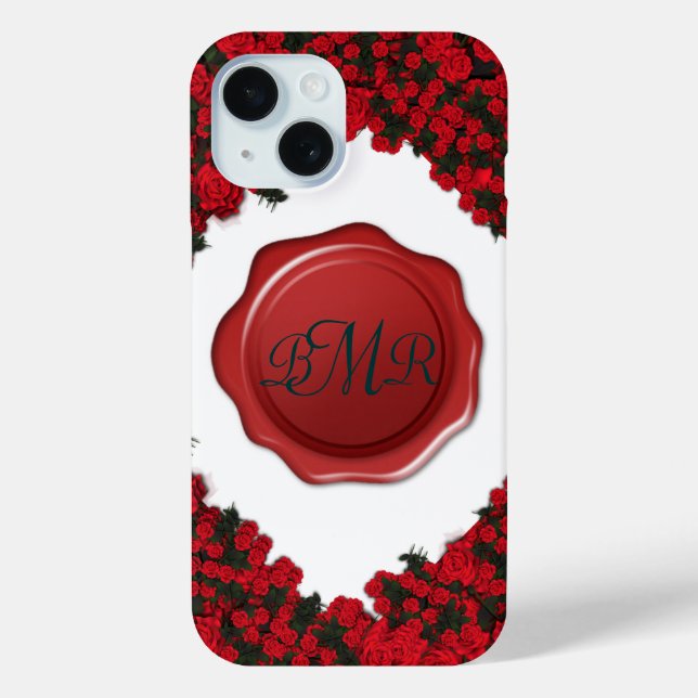 Funda De Case-Mate Para iPhone Wreath monogramada de Rosa con sello de cera (Reverso )