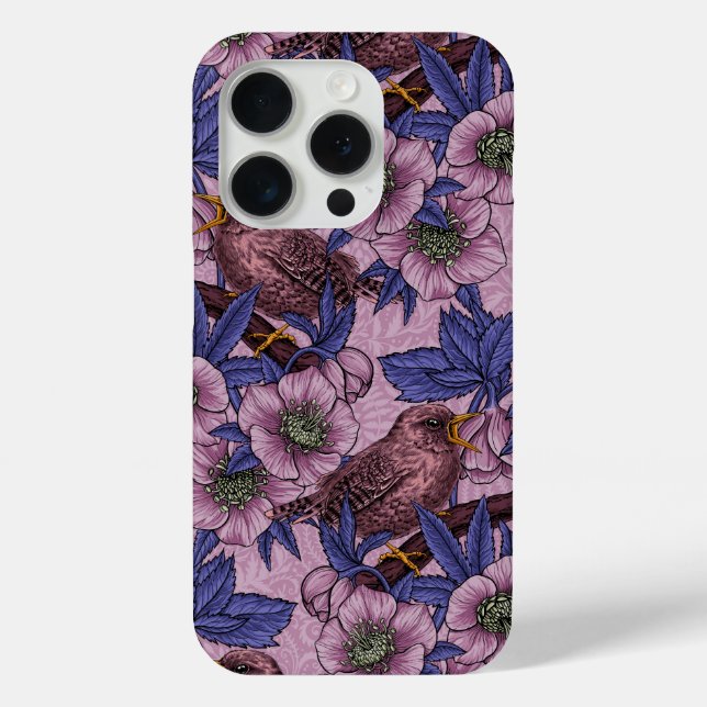 Funda De Case-Mate Para iPhone Wren y hellebore, rosa y violeta (Reverso )