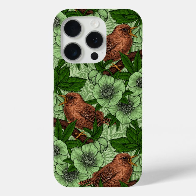 Funda De Case-Mate Para iPhone Wren y hellebore, verde claro (Reverso )