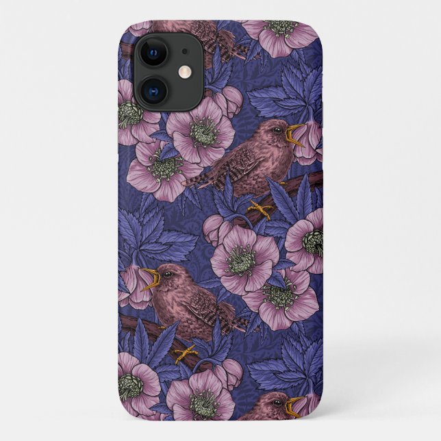 Funda De Case-Mate Para iPhone Wren y hellebore, violeta y rosa (Reverso)