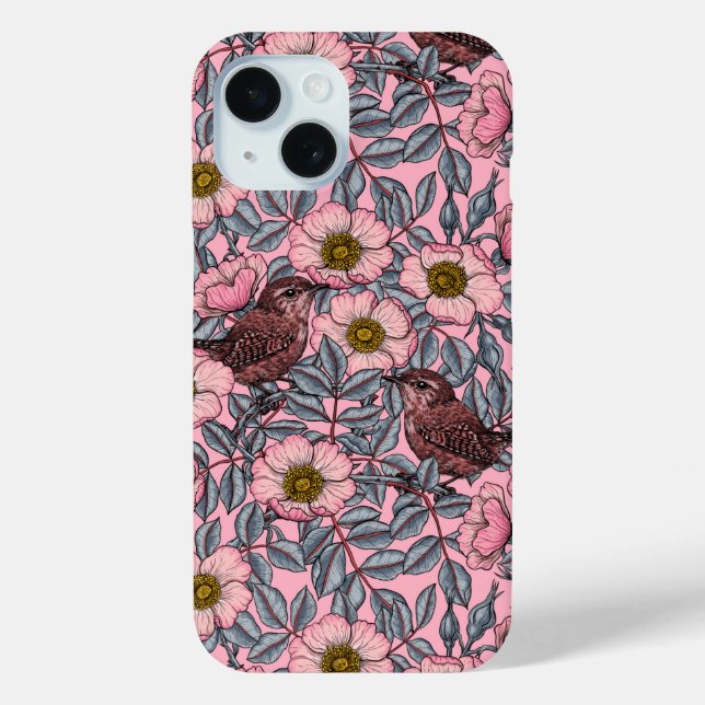 Funda De Case-Mate Para iPhone Wrens en los rosas (Reverso )