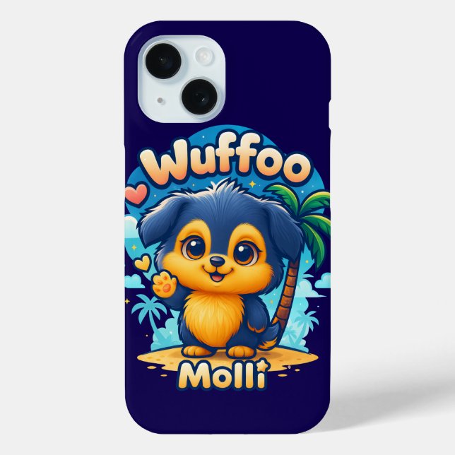 Funda De Case-Mate Para iPhone Wuffoo Molli Cachorrita Kawaii Tropical Isla (Reverso )