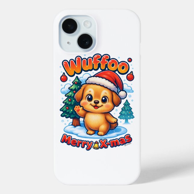 Funda De Case-Mate Para iPhone Wuffoo Roony Merry X-mas Kawaii 3D Holiday (Reverso )