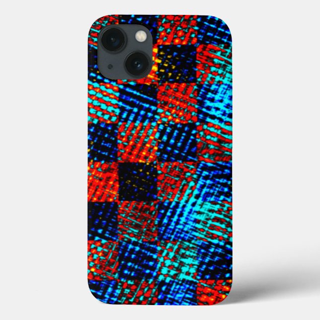Funda De Case-Mate Para iPhone Xadrez laranja, azul, falso sujo ou manchado. (Reverso)