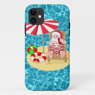 Funda Para iPhone 11 xmas beach santa claus