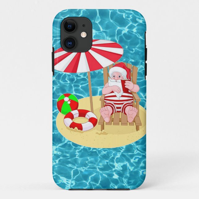 Funda De Case-Mate Para iPhone xmas beach santa claus (Reverso)