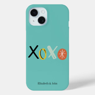 Funda Para iPhone 15 "XOXO" Corazones Día de San Valentín Verde menta