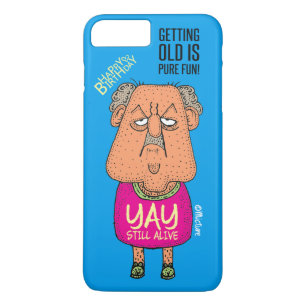 Funda Para iPhone 8 Plus/7 Plus Yay, aún vivo - dibujo animado gruñón del azul 