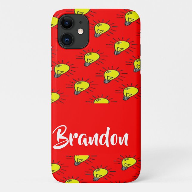 Funda De Case-Mate Para iPhone Yellow light bulbs on red (Reverso)