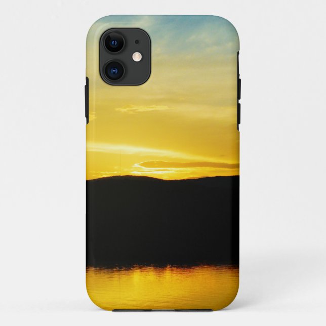 Funda De Case-Mate Para iPhone Yellow Mt Lake Sunset (Reverso)