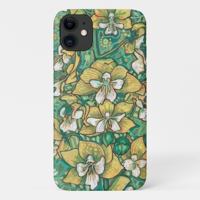 Funda De Case-Mate Para iPhone Yellow Orchid Tropical Flowers Floral Painting (Reverso)