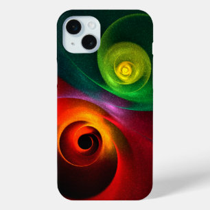 Funda Para iPhone 15 Mini Yin Verde Rojo Yang Patrón de arte abstracto moder