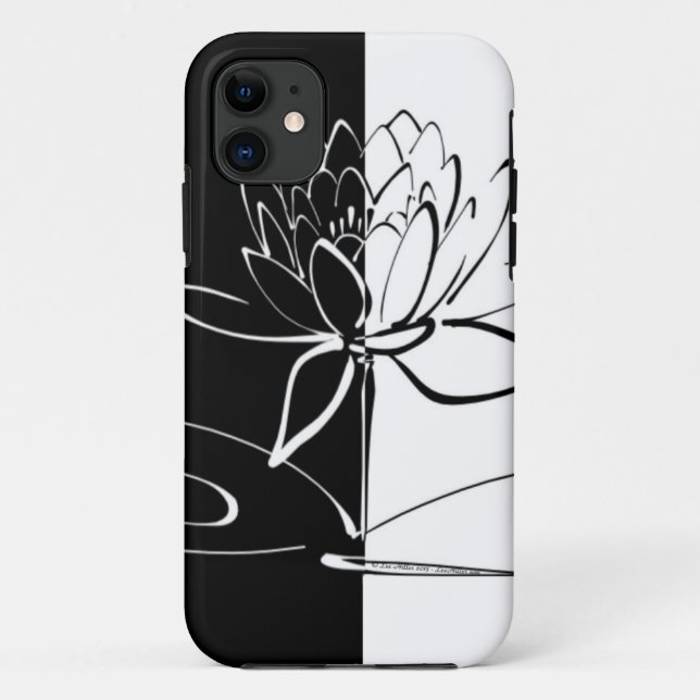 Funda De Case-Mate Para iPhone Yin Yang Black White Lotus Blossom (Reverso)