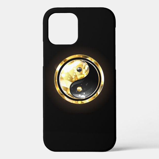 Funda De Case-Mate Para iPhone Yin Yang dorado en negro (Reverso )