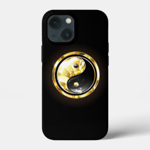 Funda Para iPhone 13 Mini Yin Yang dorado en negro