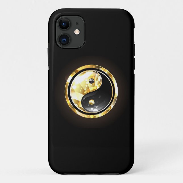 Funda De Case-Mate Para iPhone Yin Yang dorado en negro (Reverso)